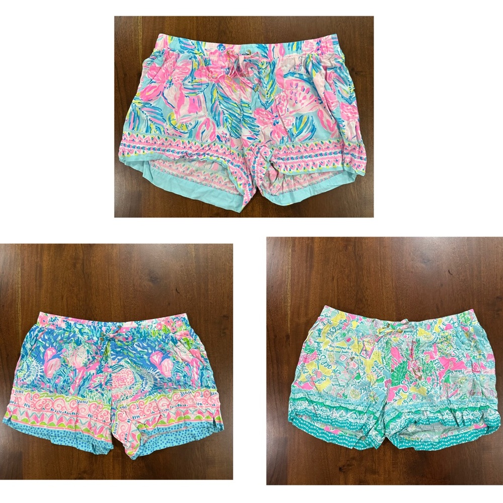 Bundle! 3 Paris Lilly Pulitzer Katia Shorts 100% Rayon Preppy Summer Size Small